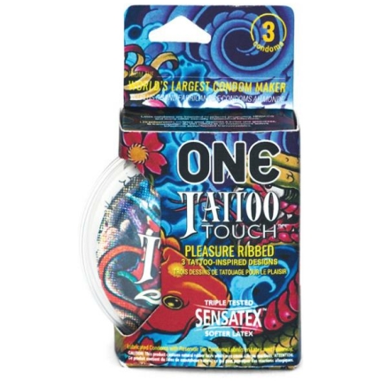 One Tattoo Touch Latex Condoms 3 Pack