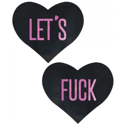 Pastease Let's F*ck Hearts Black O/S Pasties
