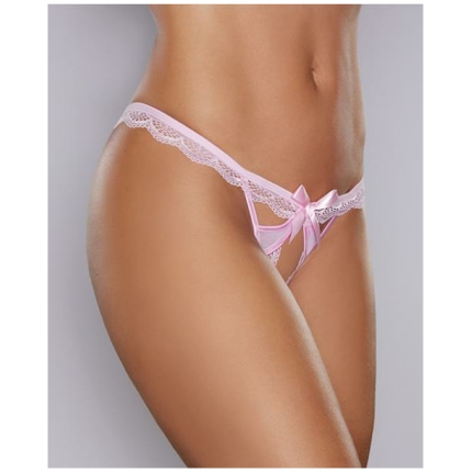 Adore Peach-y Lace & Mesh Open Panty Pink O/s
