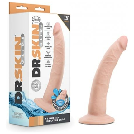 Blush Dr. Skin Glide 7.5" Self Lubricating Dildo - Vanilla