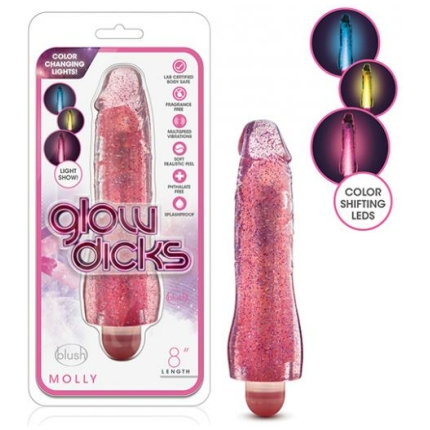 Blush Glow Dicks Glitter Vibrator Molly - Pink