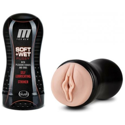Blush M For Men Soft And Wet Pussy With Pleasure Ridges & Orbs Self Lubricating Stroker - Vanilla