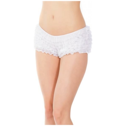 Ruffle Shorts Back Bow Detail White OS/XL