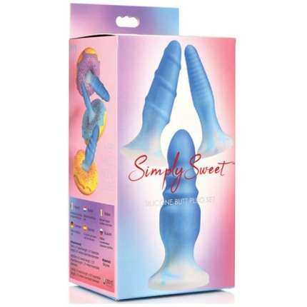 Curve Toys Simply Sweet Silicone Butt Plug Set - Blue