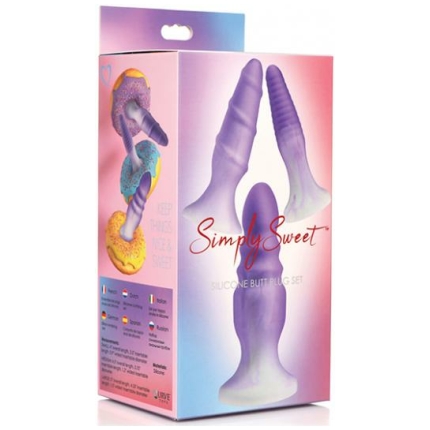 Curve Toys Simply Sweet Silicone Butt Plug Set - Purple