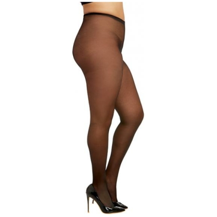 Sheer Crotchless Pantyhose - Black Qn