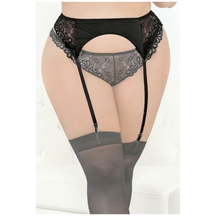 Satin & Lace Garterbelt Black 3x/4x