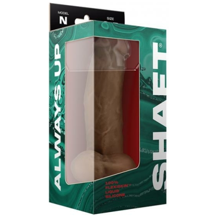 Shaft Model N Flexskin Liquid Silicone 8.5"  Side Curve Dong W/balls - Oak