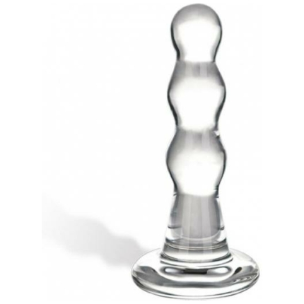 Glass Triple Play Beaded Butt Plug Clear