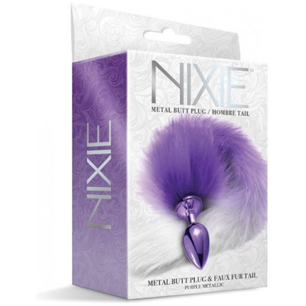 Nixie Metal Butt Plug W/faux Fur Tail - Purple Metallic