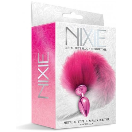 Nixie Metal Butt Plug W/faux Fur Tail - Pink Metallic