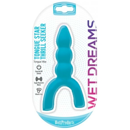 Tongue Star Thrill Seeker Vibe Pleasure Ribs Mouth Grip Blue
