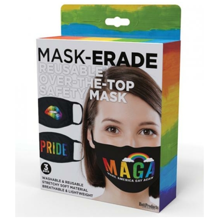 Hott Products Maskerade Masks - Pride/gay Again/ Rainbow Kiss Pack Of 3