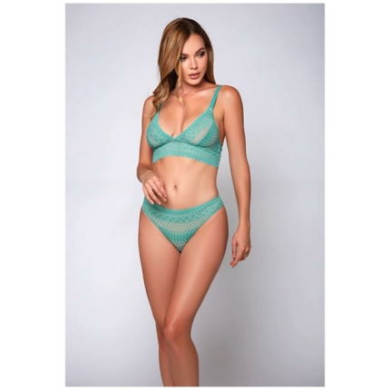 Geometric Lace Bralette & Hipster Teal Xl