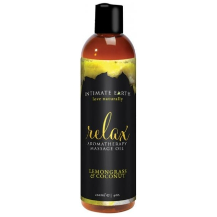 Intimate Earth Relax Massage Oil Lemongrass, Coconut 4oz