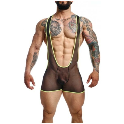 Male Basics Mob Singlet Black/lime Lg