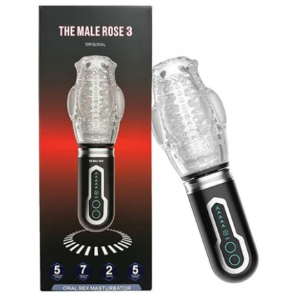 The Male Rose 3 Thrusting, Rotating & Vibrating Oral Sex Masturbator - Black