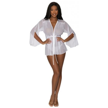 Modern Romance Flowing Short Robe White L/xl