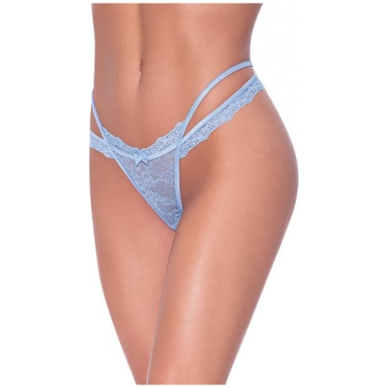 Ooh La Lace Cross Strap Split Crotch Tanga Panty Periwinkle S/m