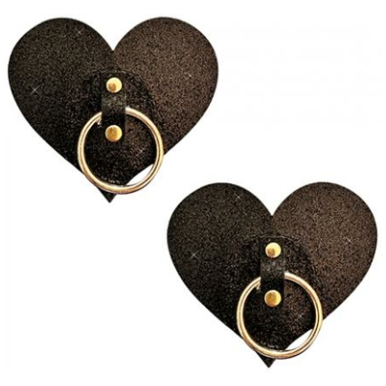 Neva Nude After Midnight Glitter Hoop Heart Pasties - Black O/s