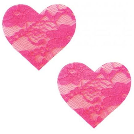 Neva Nude Black Light Lace Heart Pasties - Pink O/s