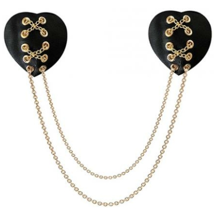 Neva Nude Two Heart Chained Pasties - Black O/s