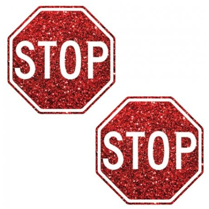 Neva Nude Stop Sign Glitter Pasties - Red O/s