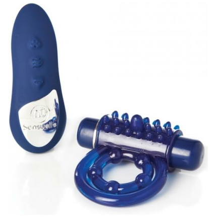 Sensuelle Remote Control Rechageable Bullet Ring Blue