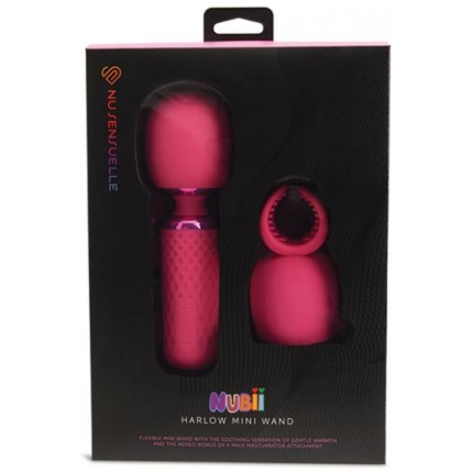 Nu Sensuelle Harlow Mini Wand W/masturbator Attachment - Pink
