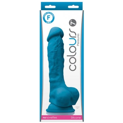 Colours Pleasures 7" Dong W/balls & Suction Cup - Blue