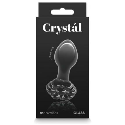 Crystal Flower Butt Plug - Black