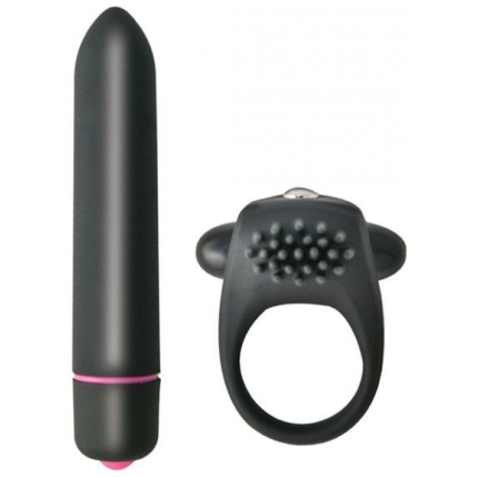 Intense Cockring & Bullet Vibrator Black