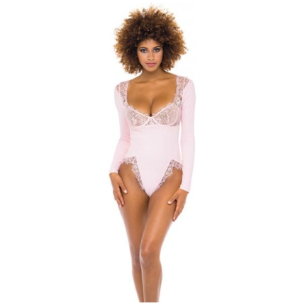 Maria Ribbed Knit & Lace Teddy Crystal Rose Xl