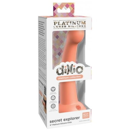 Dillio Platinum 6" Secret Explorer Silicone Dildo - Peach
