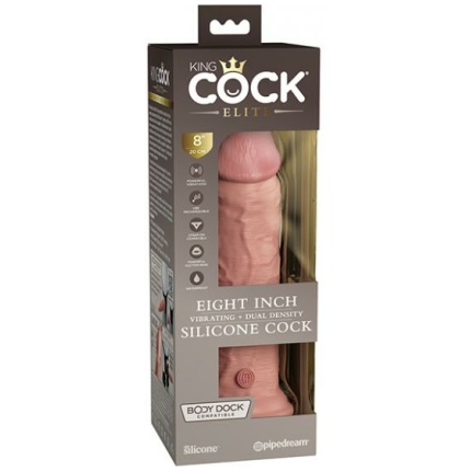 King Cock Elite 8" Dual Density Vibrating Silicone Cock - Light