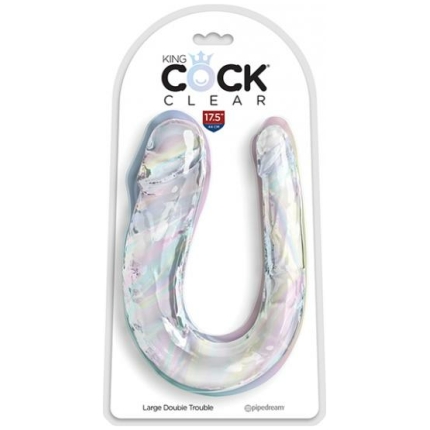 King Cock Clear Large Double Trouble Dildo - Clear