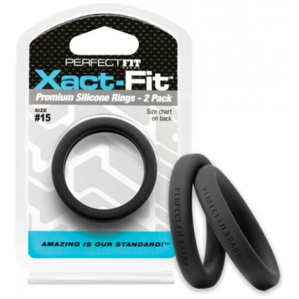 Perfect Fit Xact-Fit #15 Black Pack Of 2 Cock Rings
