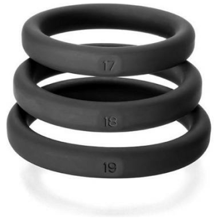 Xact-Fit Cockring 3 Ring Kit M/L Black Silicone