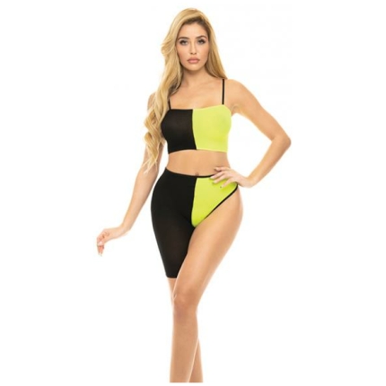 Pink Lipstick Block You Out Bandeau & Bottom Black/yellow O/s