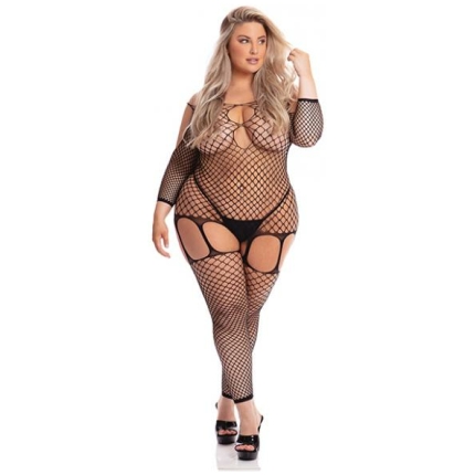Pink Lipstick In My Head Net Bodystocking Black Qn