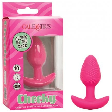 Cheeky Glow In The Dark Vibrating Butt Plug - Pink