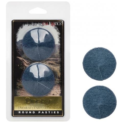 Ride 'em Premium Denim Collection Round Pasties - O/s