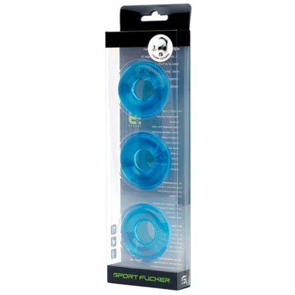 Sport Fucker Chubby Cockring Pack Of 3 - Ice Blue