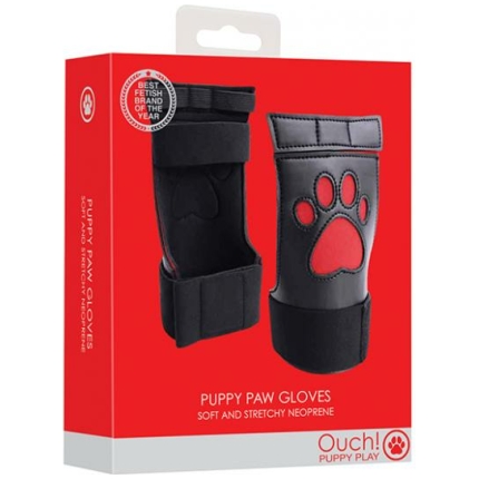 Shots Ouch Puppy Play Paw Cut-out Gloves - Red
