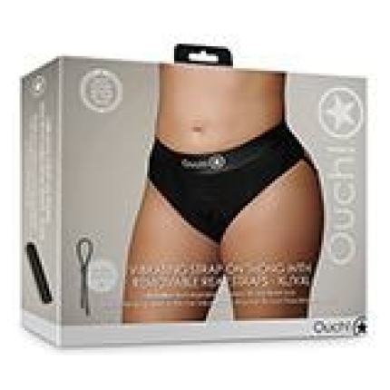 Shots Ouch Vibrating Strap On Thong W/removable Rear Straps - Black Xl/xxl