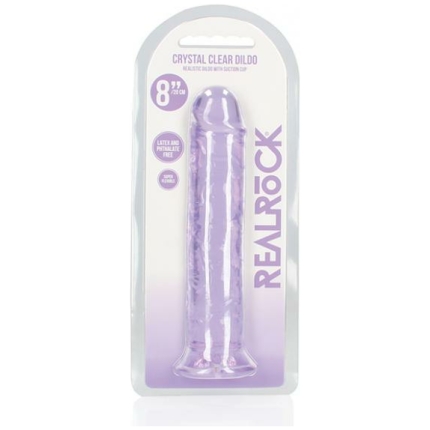 Shots Realrock Crystal Clear 8" Straight Dildo W/suction Cup - Purple