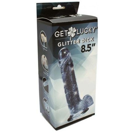 Get Lucky 8.5" Real Skin Glitter Dick - Clear