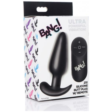 Bang! 21x Vibrating Silicone Butt Plug W/remote - Black