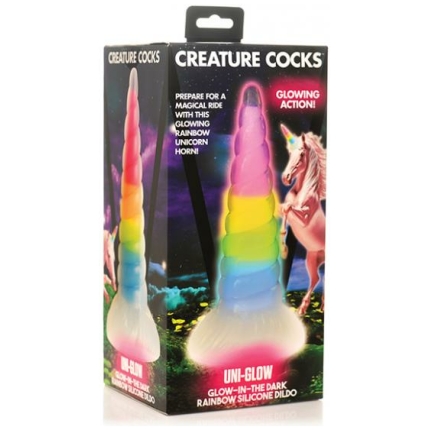 Creature Cocks Uni Glow In The Dark Silicone Dildo - Rainbow
