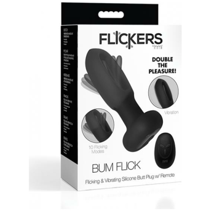 Inmi Bum Flick Flicking & Vibrating Silicone Butt Plug W/remote - Black